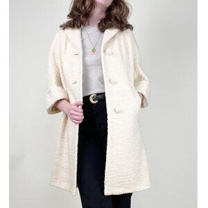 Vintage 1960s Mod Boucle Knit Driving Car Coat Jacket Peacoat Bride Bridal 60s